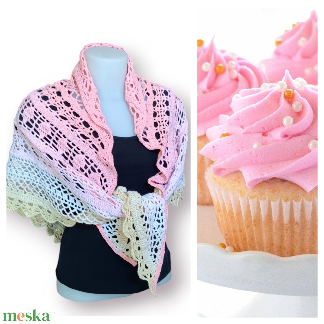 Horgolt kendő - Cupcake - ruha & divat - sál, sapka, kendő - kendő - Meska.hu Horgolt kendő - Cupcake - ruha & divat - sál, sapka, kendő - kendő - Meska.hu