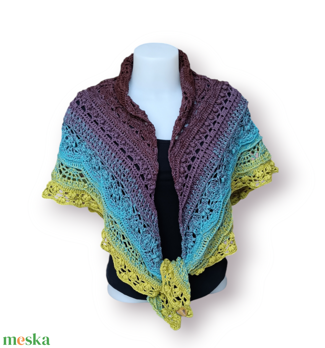 Színátmenetes fonalból horgolt, elegáns kendő  - ruha & divat - sál, sapka, kendő - kendő - Meska.hu