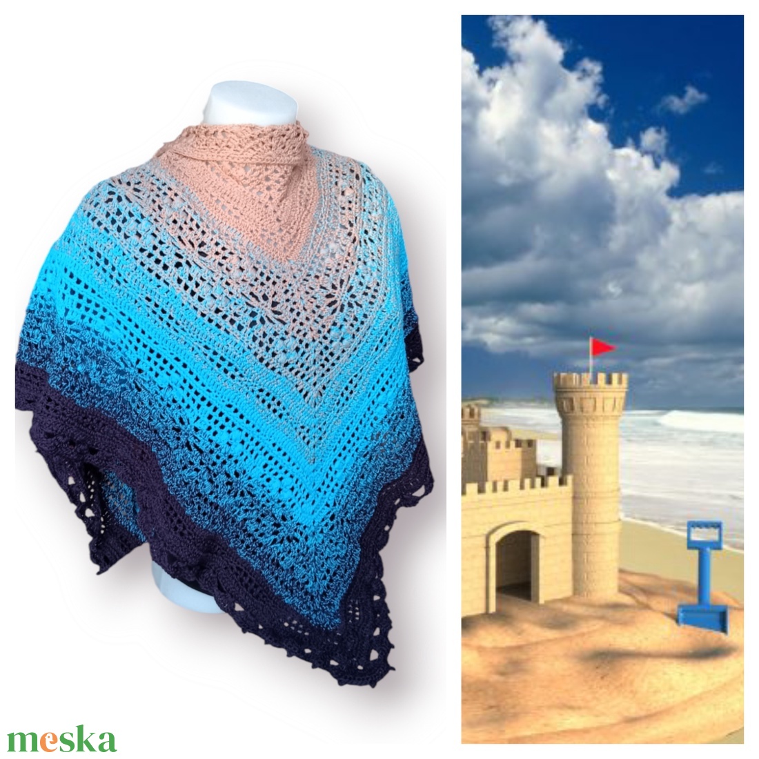 Horgolt kendő - Sand castle - ruha & divat - sál, sapka, kendő - kendő - Meska.hu Horgolt kendő - Sand castle - ruha & divat - sál, sapka, kendő - kendő - Meska.hu
