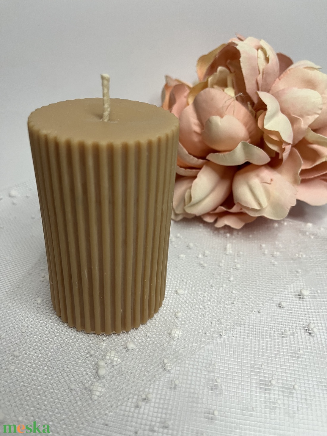 Csíkos henger alakú formagyertya - otthon & életmód - gyertya, illat, aroma - gyertya - Meska.hu