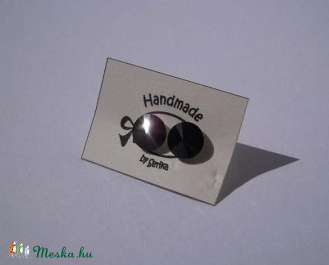925-ös ezüst swarovski fülbevaló - Fekete -  - Meska.hu