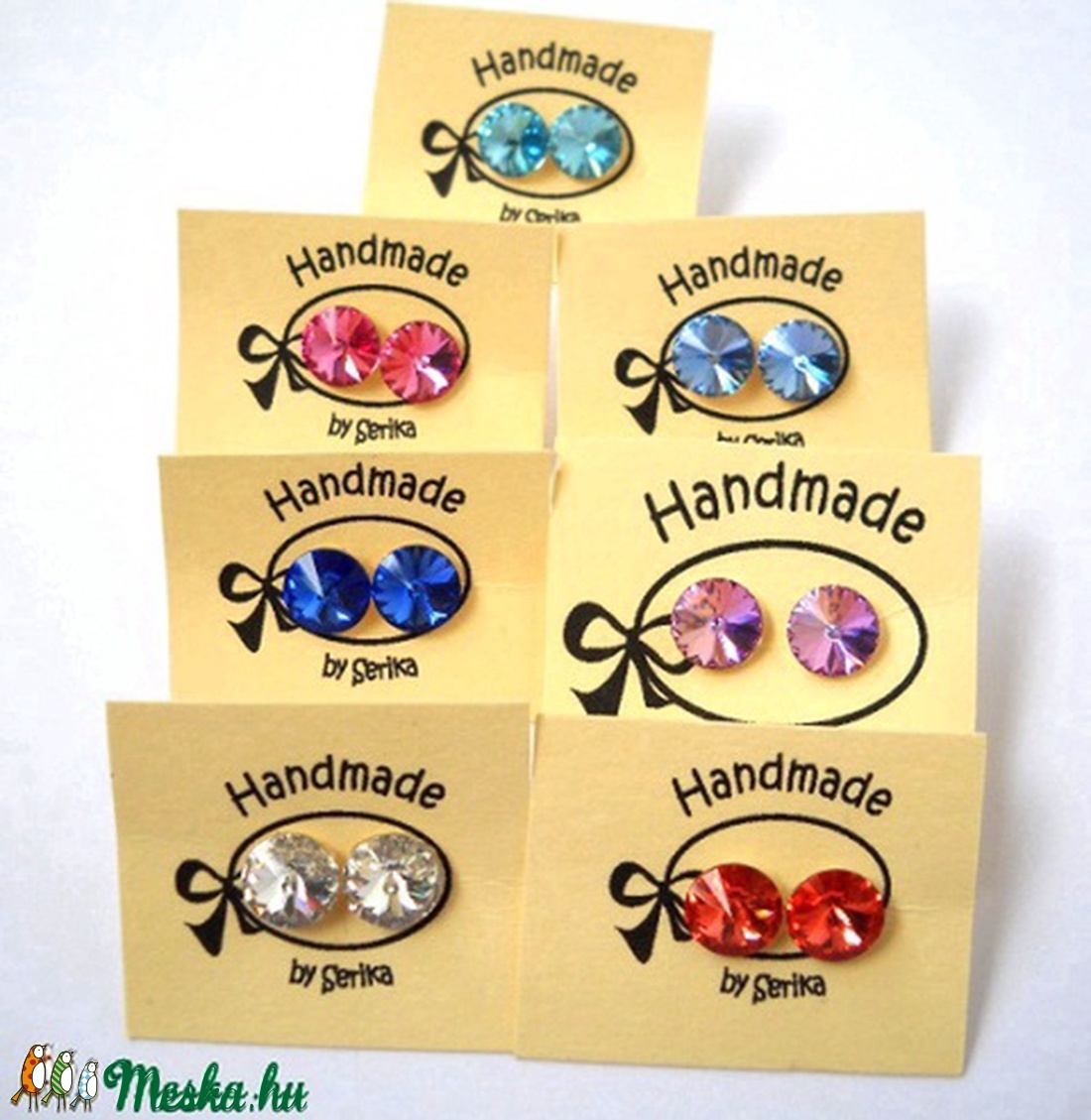 925-ös ezüst swarovski fülbevaló - kék -  - Meska.hu