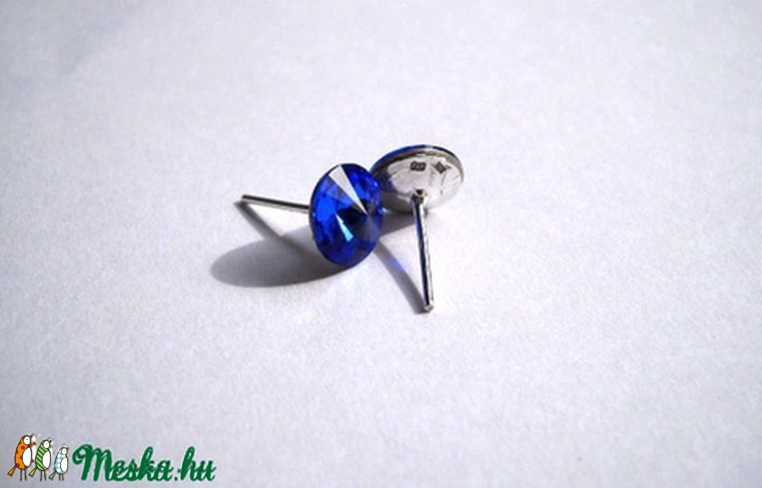 925-ös ezüst swarovski fülbevaló - kék -  - Meska.hu