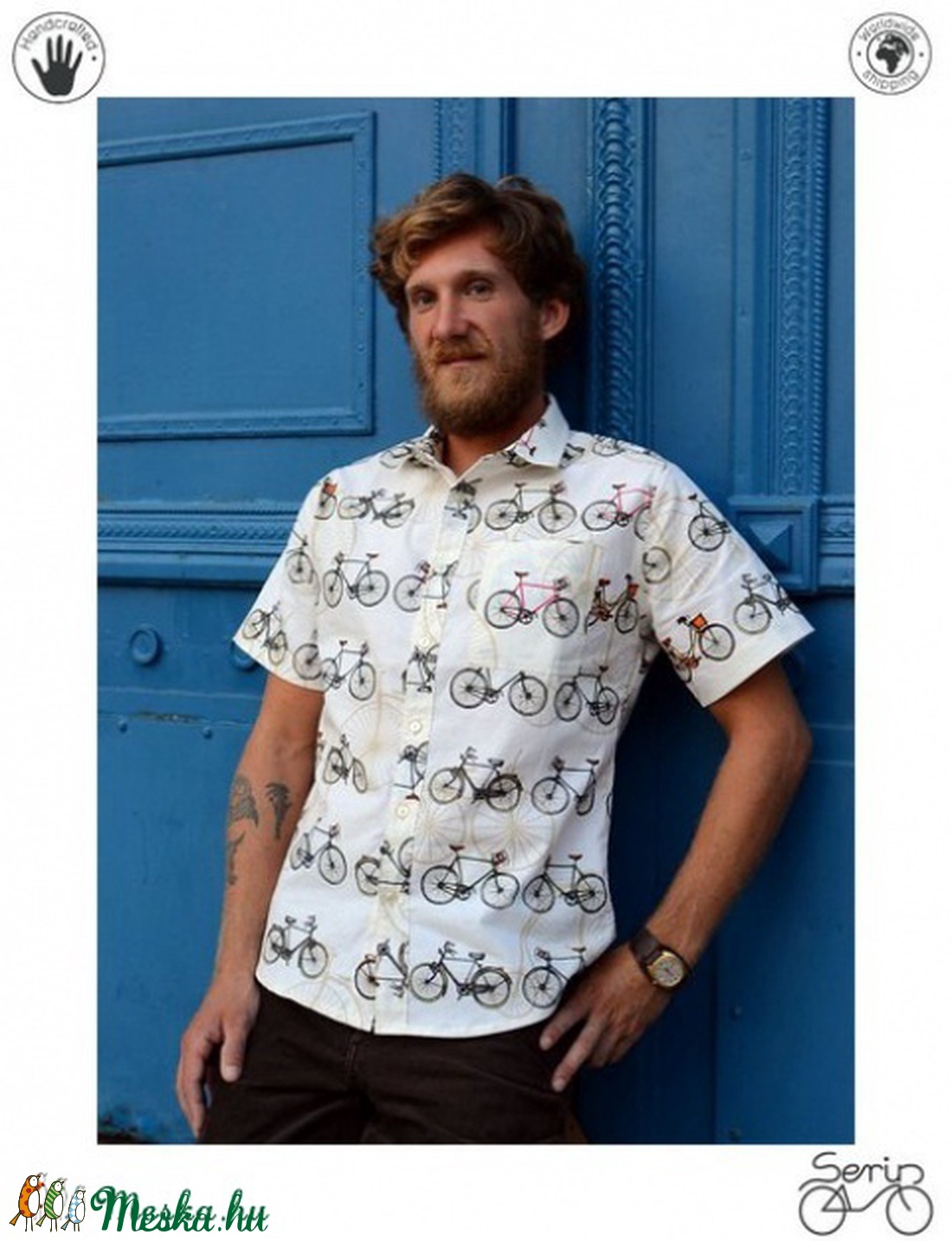 Bicikli mintás férfi ing -  - Meska.hu