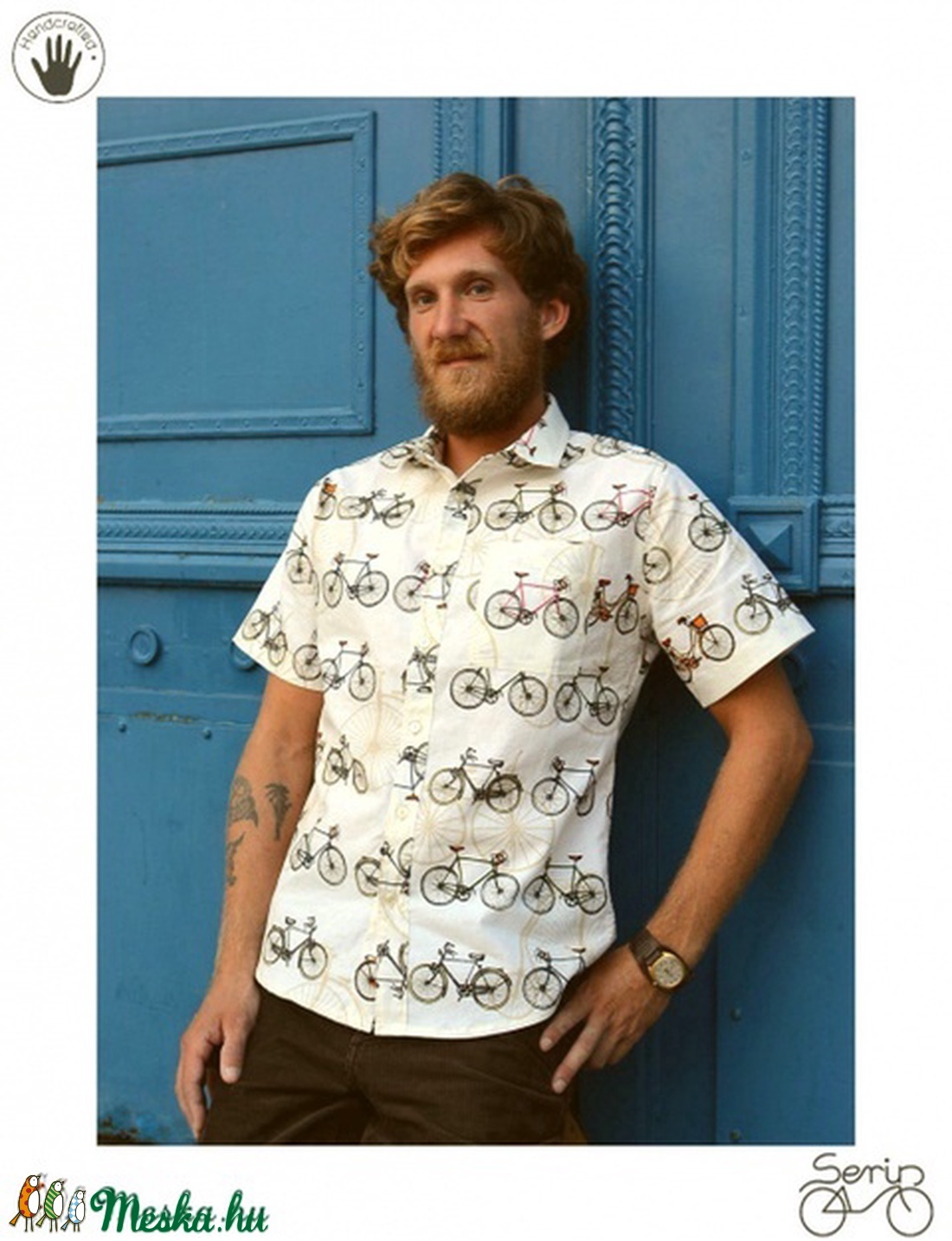 Bicikli mintás férfi ing -  - Meska.hu