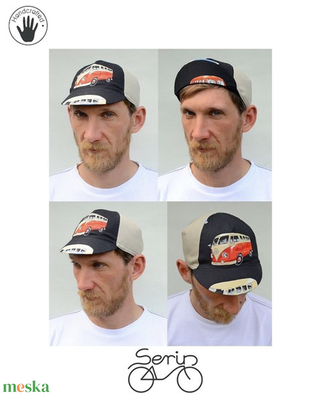 Serin Volkswagen T2 hippi busz mintás kerékpáros sapka ss2015 -  - Meska.hu