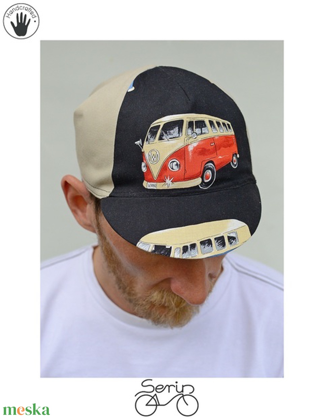 Serin Volkswagen T2 hippi busz mintás kerékpáros sapka ss2015 -  - Meska.hu