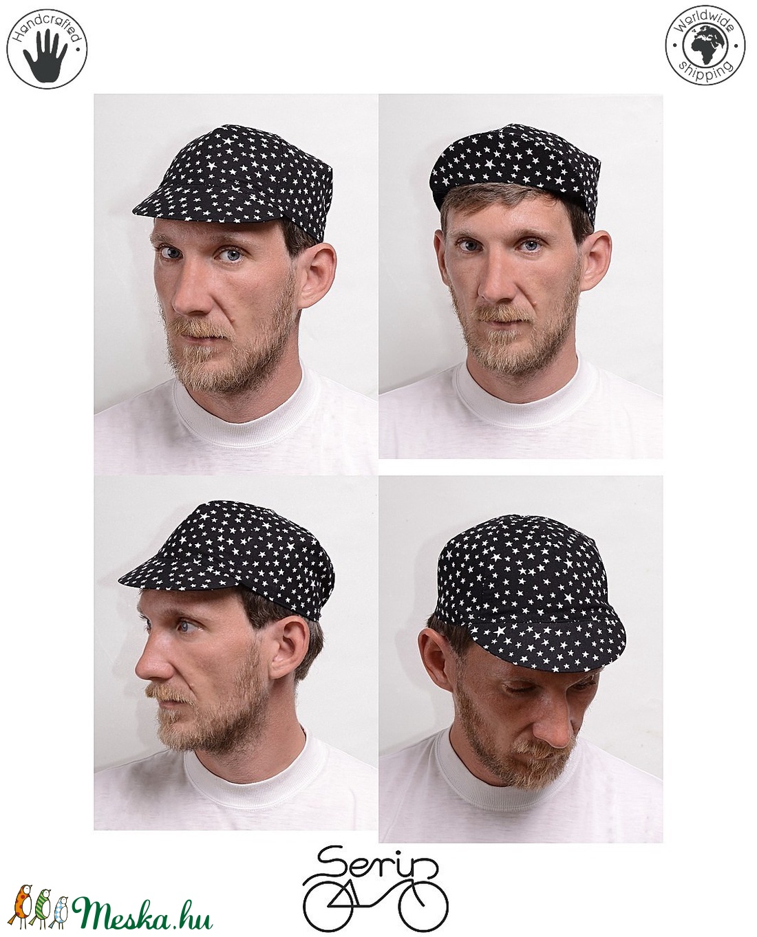 Serin fekete-fehér csillagos kerékpáros sapka ss2015 - ruha & divat - sál, sapka, kendő - sapka - Meska.hu Serin fekete-fehér csillagos kerékpáros sapka ss2015 - ruha & divat - sál, sapka, kendő - sapka - Meska.hu