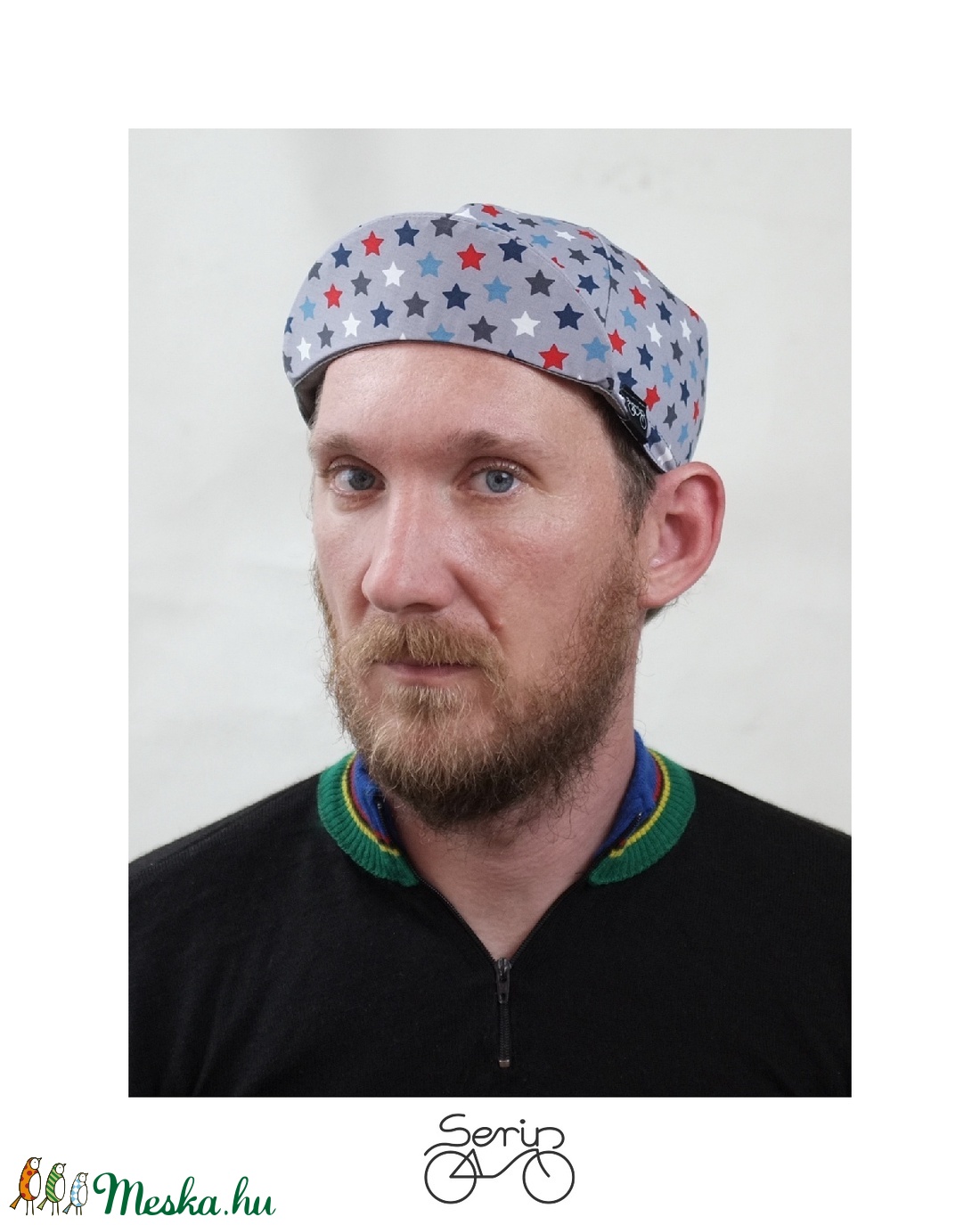 Serin szürke csillagos kerékpáros sapka  - ruha & divat - sál, sapka, kendő - sapka - Meska.hu