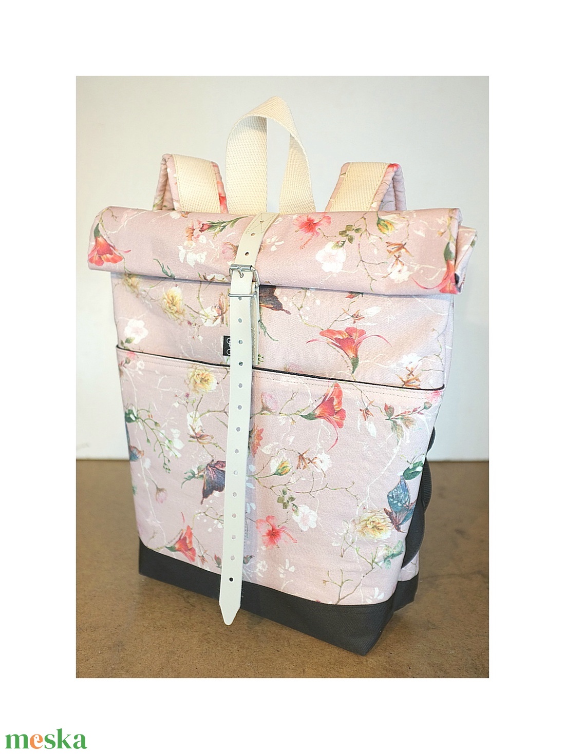 Serin rózsaszín elől zsebes hátizsák (mama coll.) - táska & tok - hátizsák - hátizsák - Meska.hu