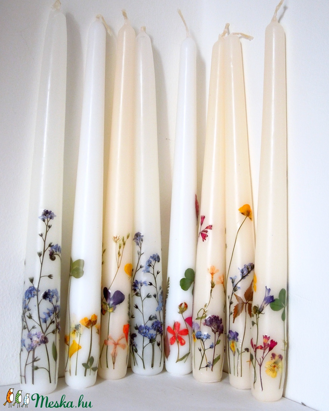 Hosszú vékony virágos gyertya 1 db 700 Ft -  - Meska.hu