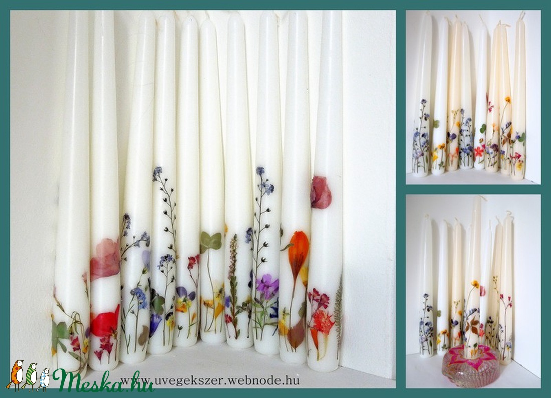 Hosszú vékony virágos gyertya 1 db 700 Ft -  - Meska.hu