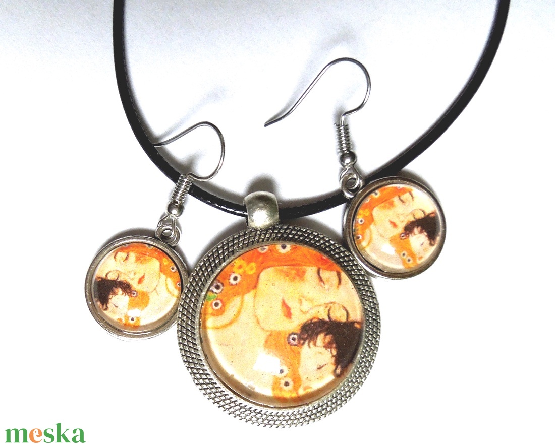 Klimt: Anya gyermekével medál fülivel - ékszer - ékszerszett - Meska.hu