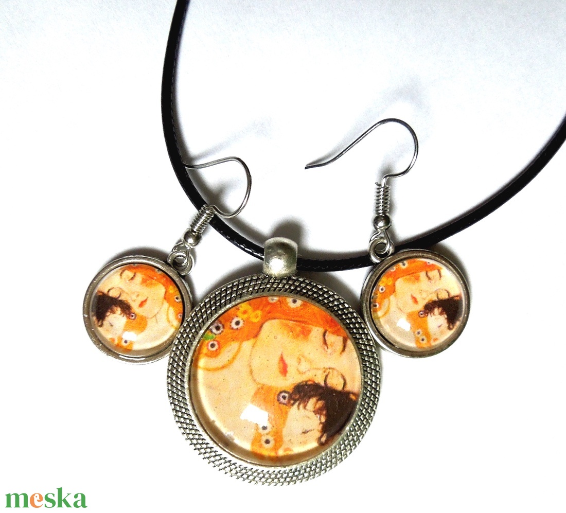 Klimt: Anya gyermekével medál fülivel - ékszer - ékszerszett - Meska.hu