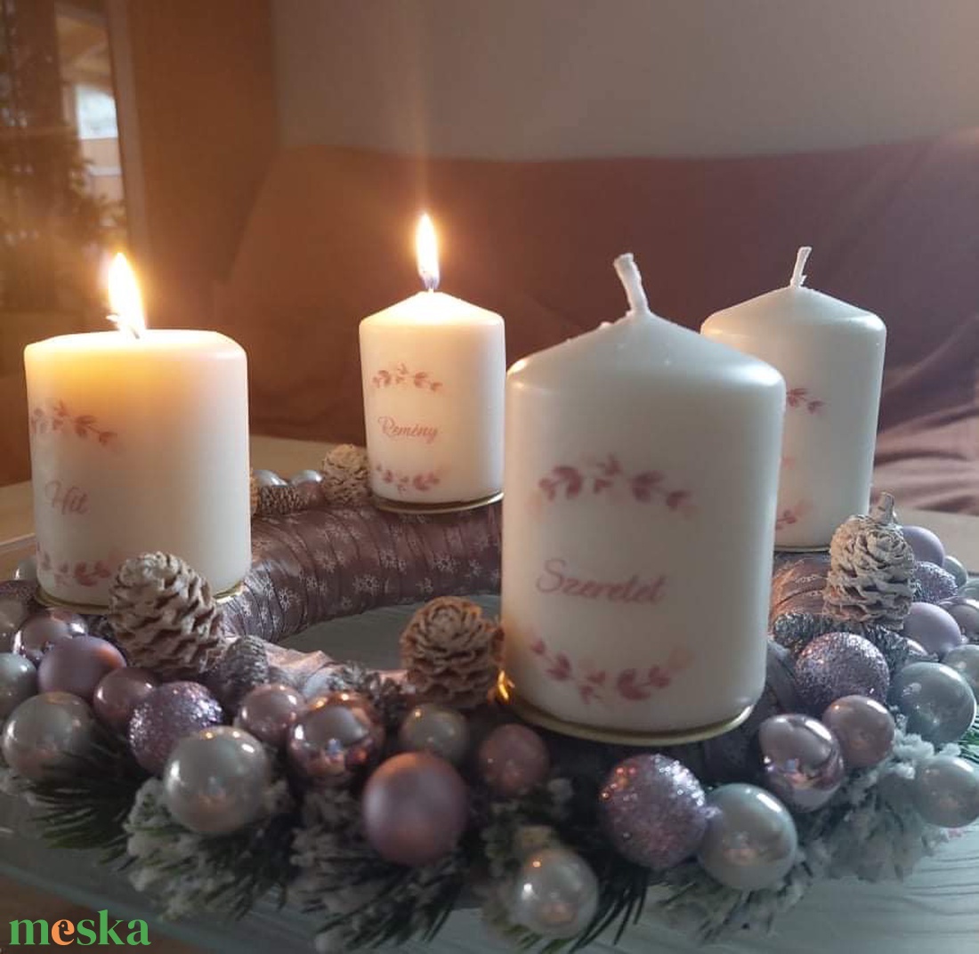 4 db Adventi gyertya (felirattal) koszorú nélkül! - karácsony - adventi díszek - adventi gyertyadíszek és koszorúdíszek - Meska.hu