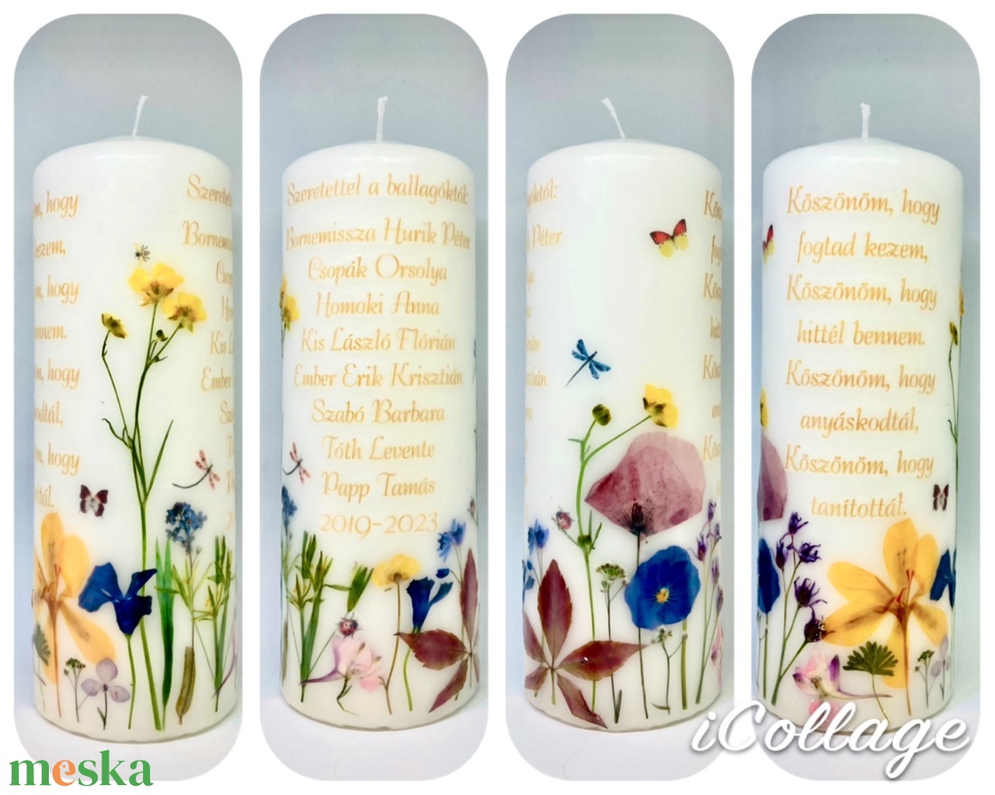 Ballagási ajándék, pedagógus napi gyertya, virágos gyertya - otthon & életmód - gyertya, illat, aroma - gyertya - Meska.hu