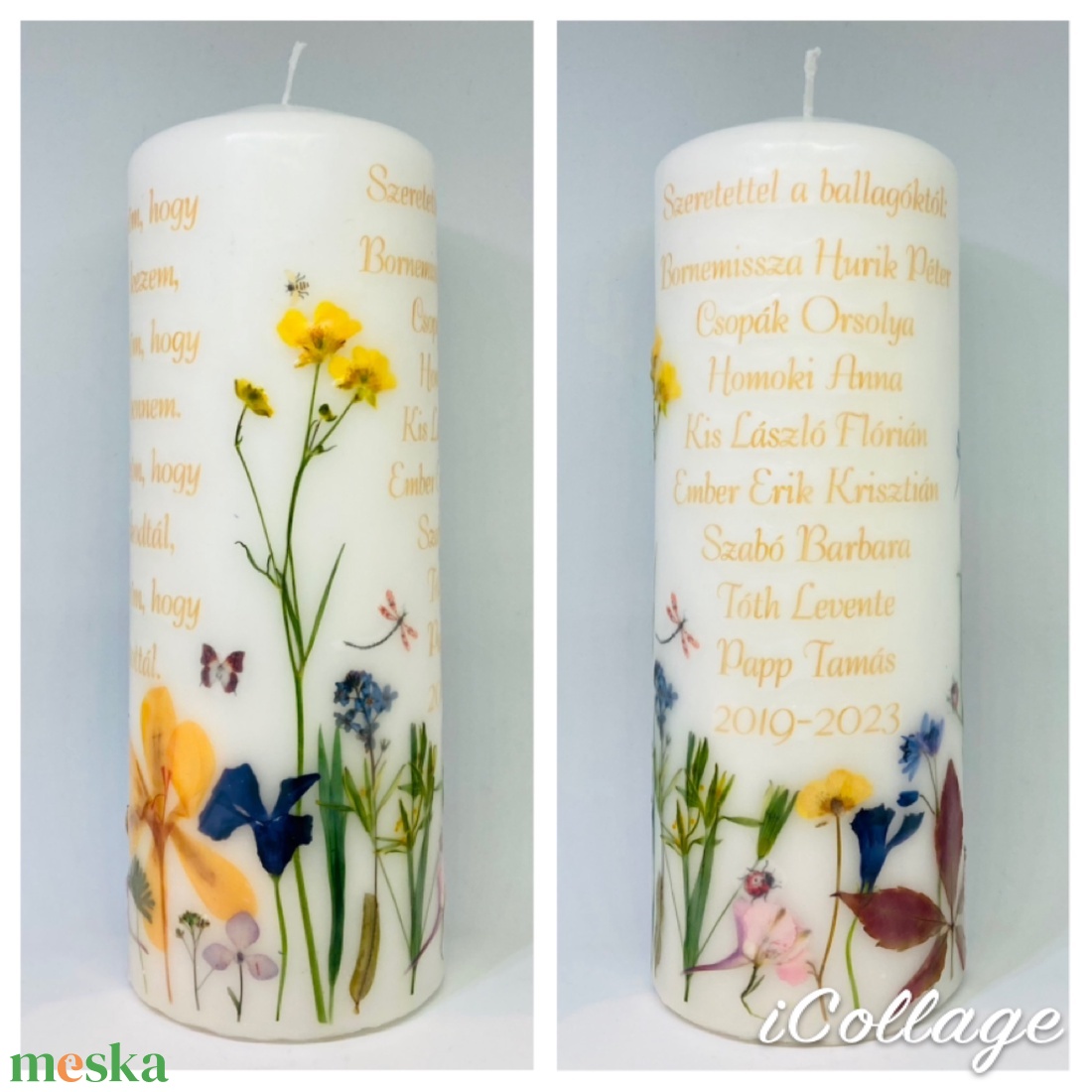 Ballagási ajándék, pedagógus napi gyertya, virágos gyertya - otthon & életmód - gyertya, illat, aroma - gyertya - Meska.hu