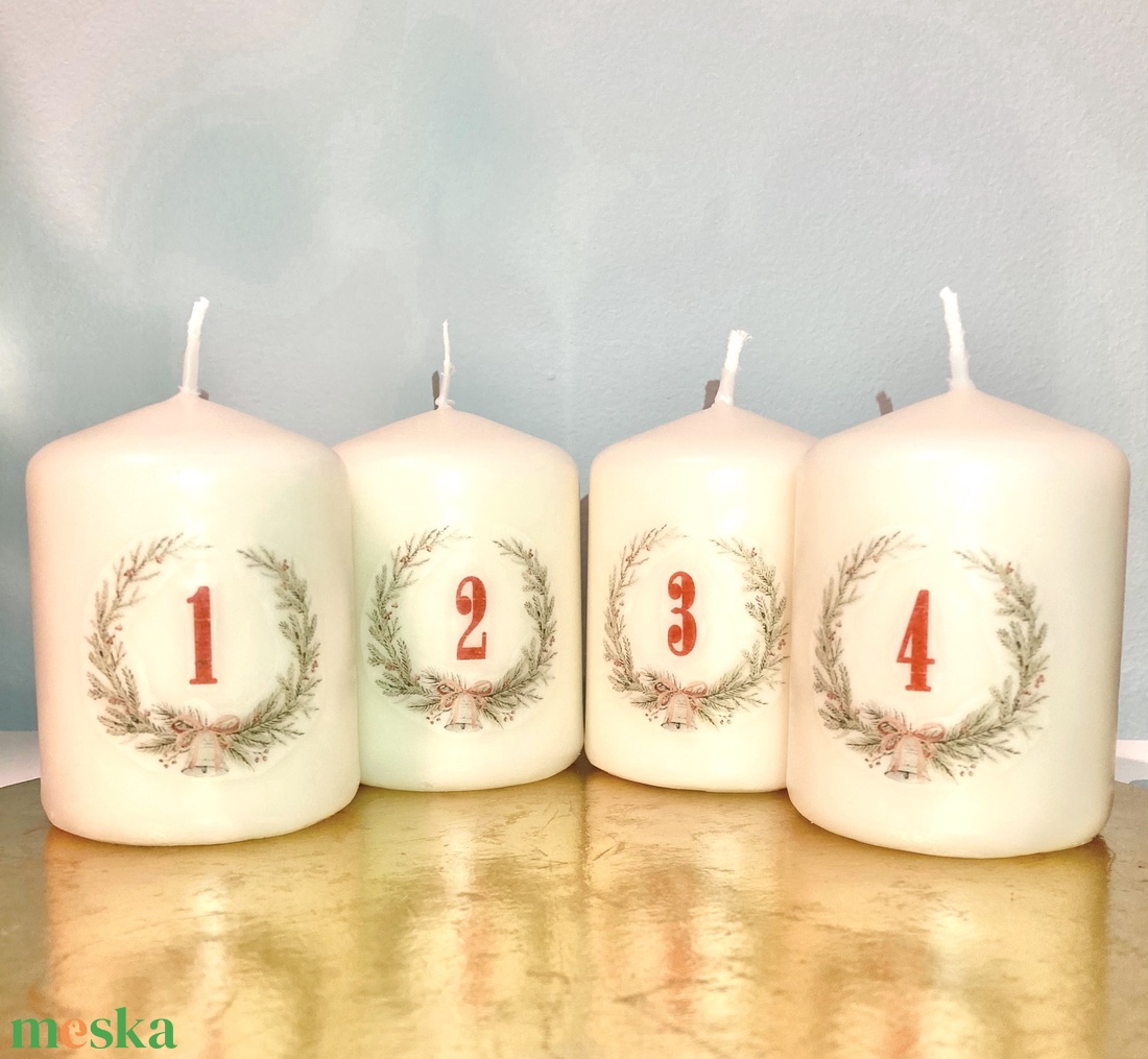 4 db-os Adventi gyertya szett (felirattal)  - karácsony - adventi díszek - adventi gyertyadíszek és koszorúdíszek - Meska.hu 4 db-os Adventi gyertya szett (felirattal)  - karácsony - adventi díszek - adventi gyertyadíszek és koszorúdíszek - Meska.hu