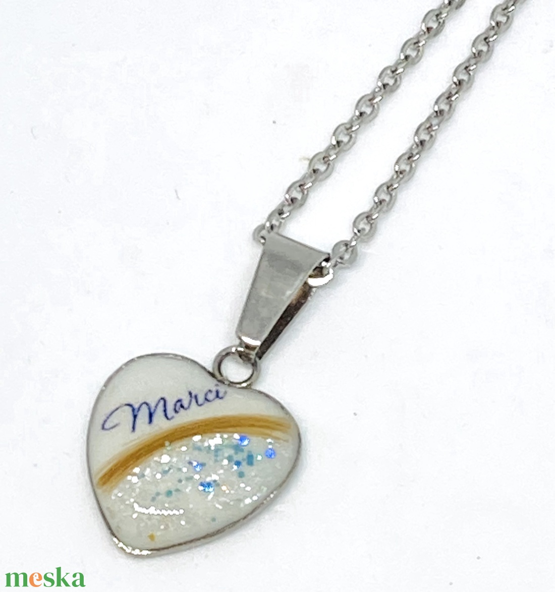 Hajas pici szív alakú nemesacél medál - ékszer - nyaklánc - monogram & névnyaklánc - Meska.hu