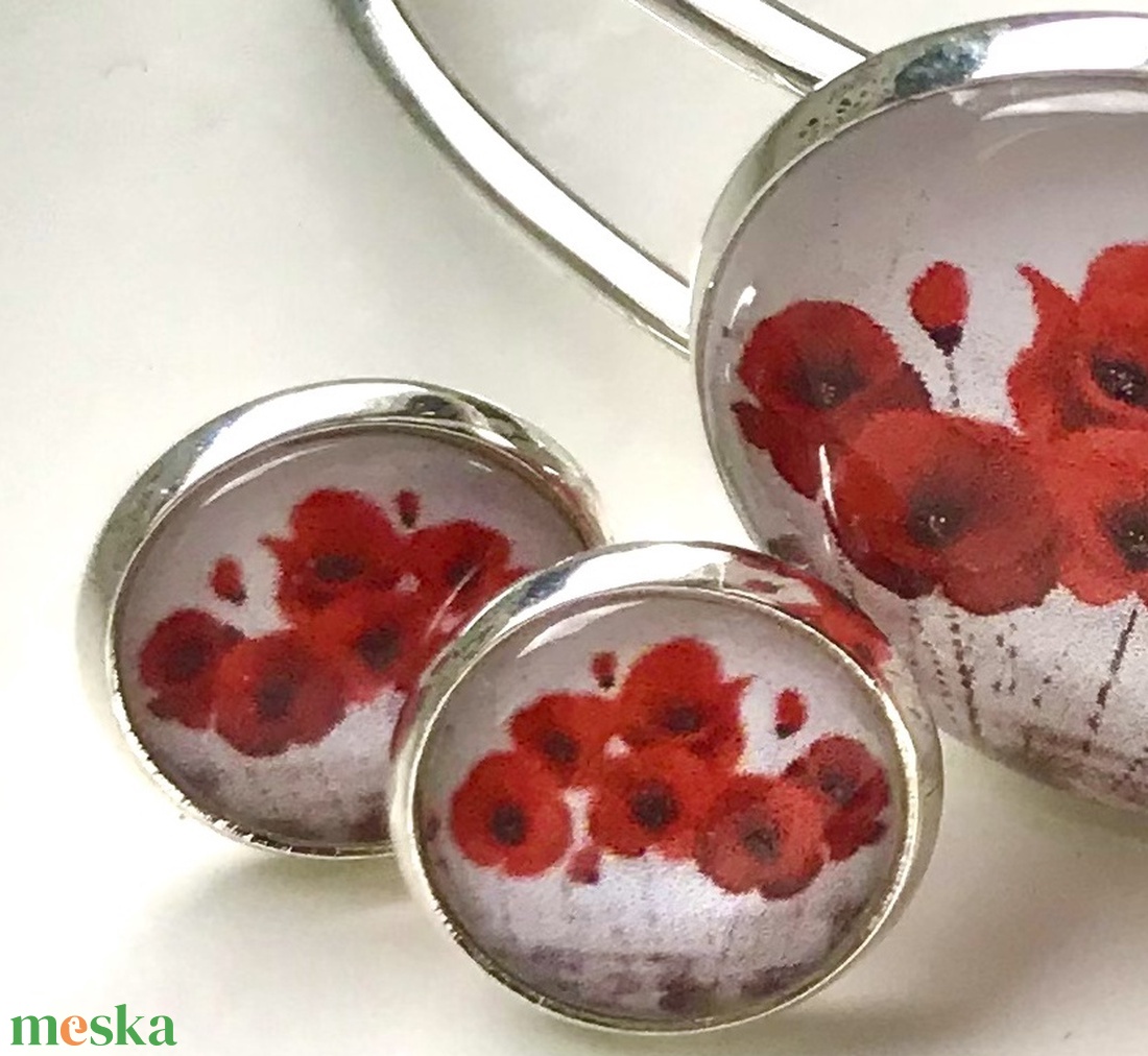 pipacsos rét cabochon, üveglencsés fülbevaló, - ékszer - ékszerszett - Meska.hu pipacsos rét cabochon, üveglencsés fülbevaló, - ékszer - ékszerszett - Meska.hu