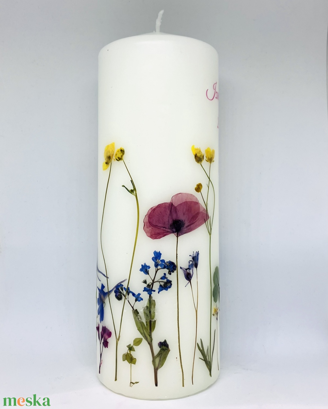 Virágos gyertya keresztelőre, első áldozásra, bérmálkozásra - esküvő - dekoráció - gyertya & gyertyatartó - Meska.hu