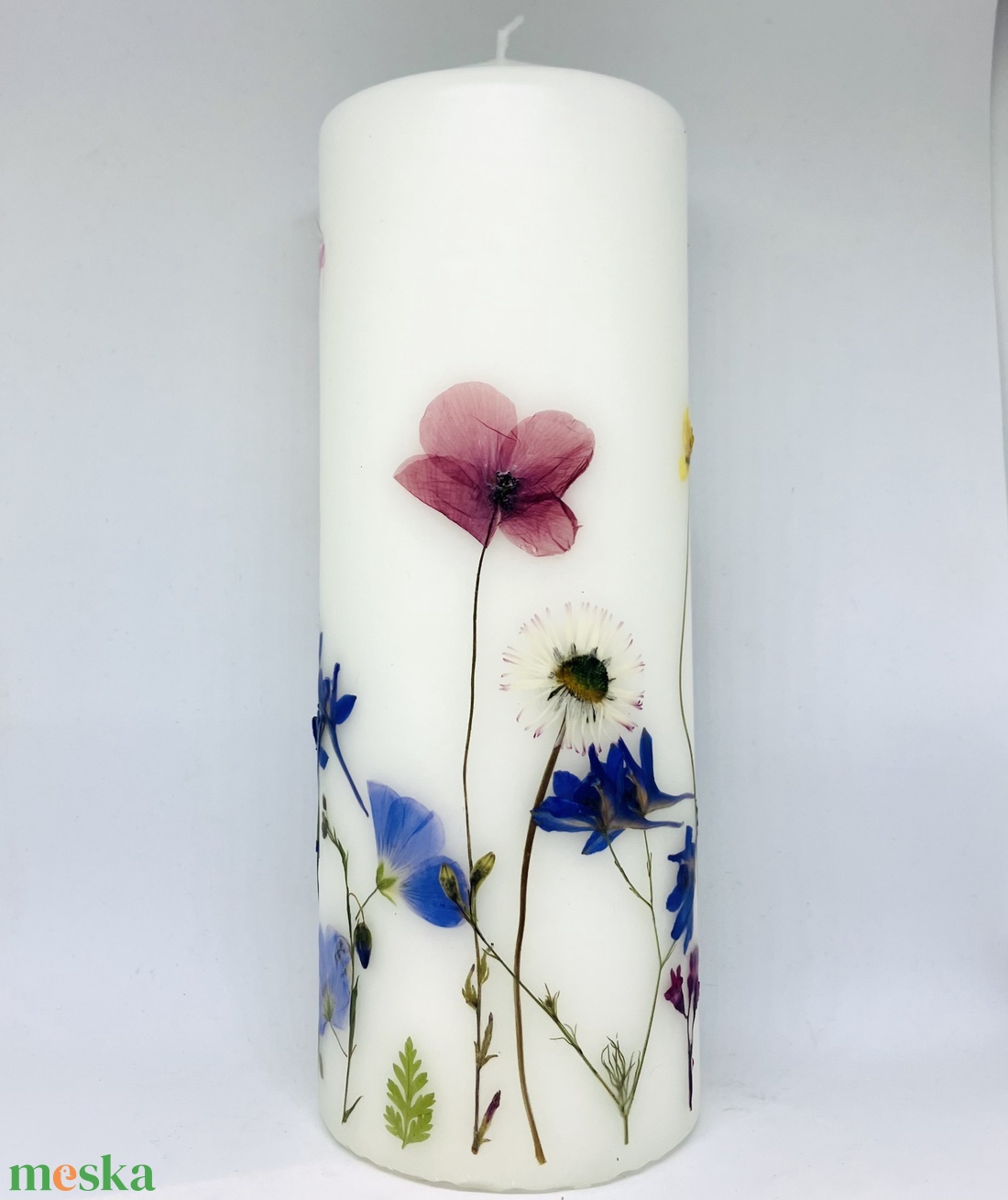 Virágos gyertya keresztelőre, első áldozásra, bérmálkozásra - esküvő - dekoráció - gyertya & gyertyatartó - Meska.hu
