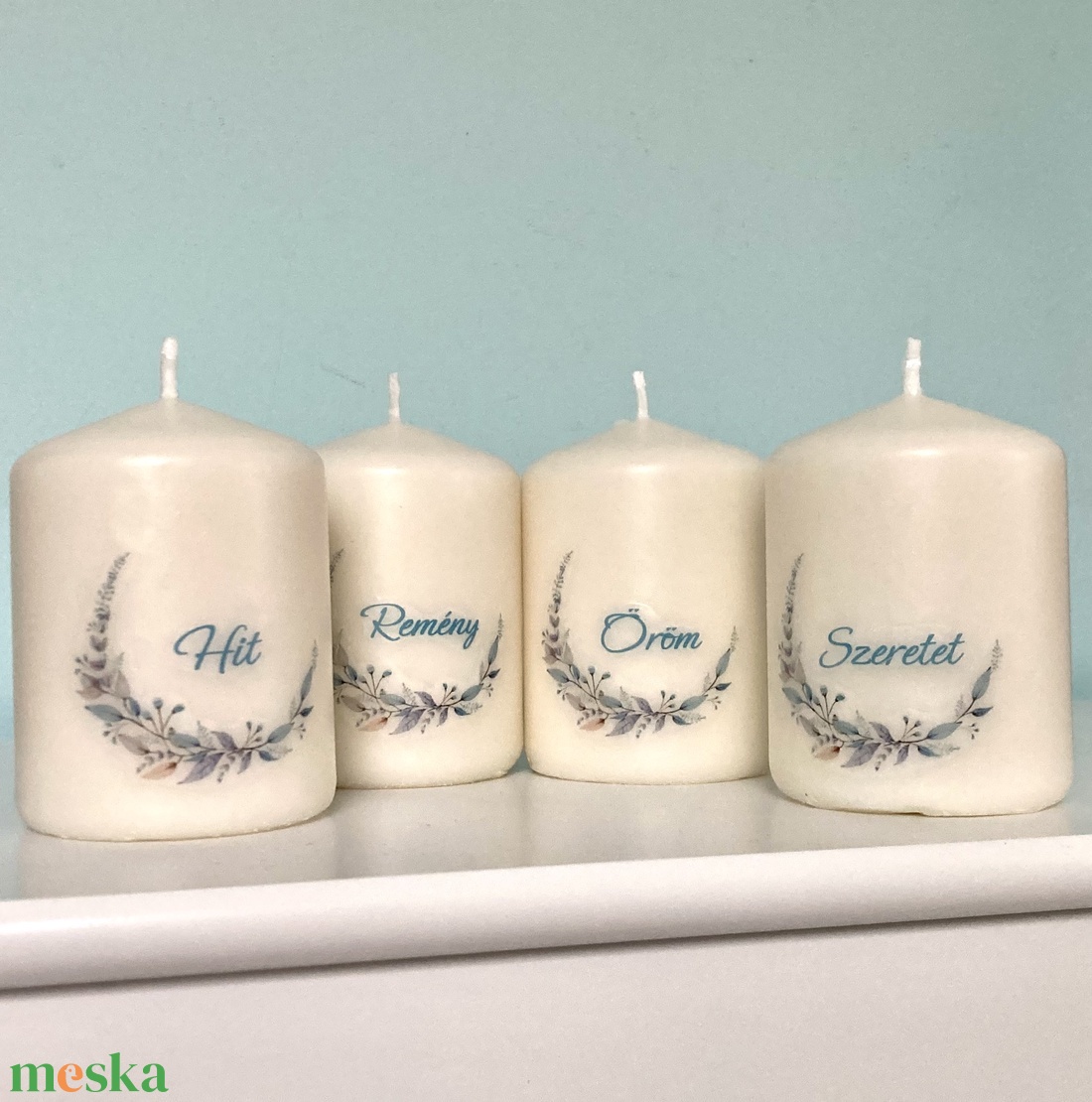 4 db-os Adventi gyertya szett (felirattal)  - karácsony - adventi díszek - adventi gyertyadíszek és koszorúdíszek - Meska.hu