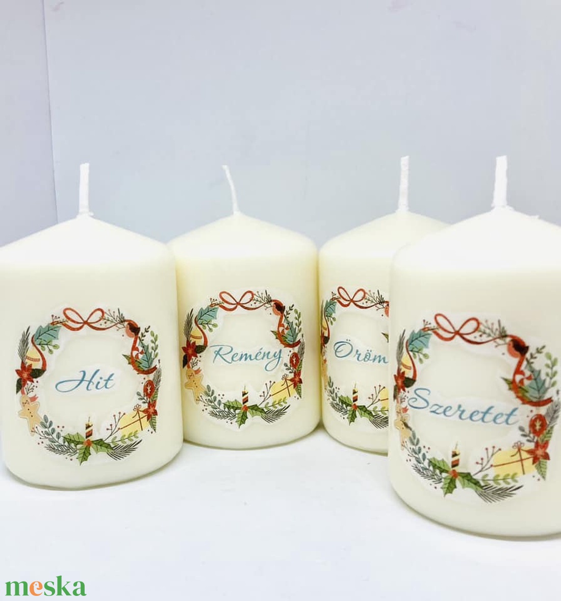 4 db-os Adventi gyertya szett (felirattal)  - karácsony - adventi díszek - adventi gyertyadíszek és koszorúdíszek - Meska.hu 4 db-os Adventi gyertya szett (felirattal)  - karácsony - adventi díszek - adventi gyertyadíszek és koszorúdíszek - Meska.hu