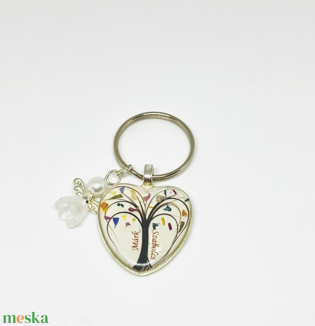 Babahajas kulcstartó fa motívummal - ékszer - nyaklánc - monogram & névnyaklánc - Meska.hu