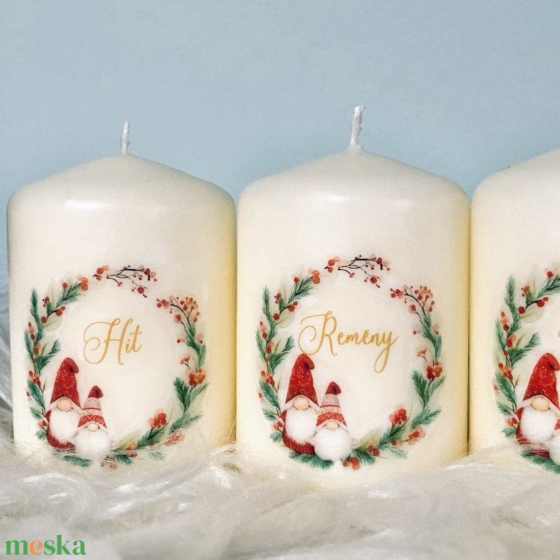 4 db-os Adventi gyertya szett (felirattal)  - karácsony - adventi díszek - adventi gyertyadíszek és koszorúdíszek - Meska.hu