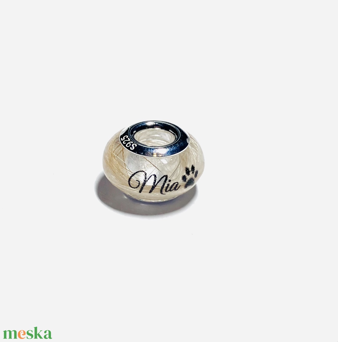 Feliratos Pandora tipusú gyöngy, Babahajas,  hajtincses emlékőr  - ékszer - nyaklánc - medálos nyaklánc - Meska.hu