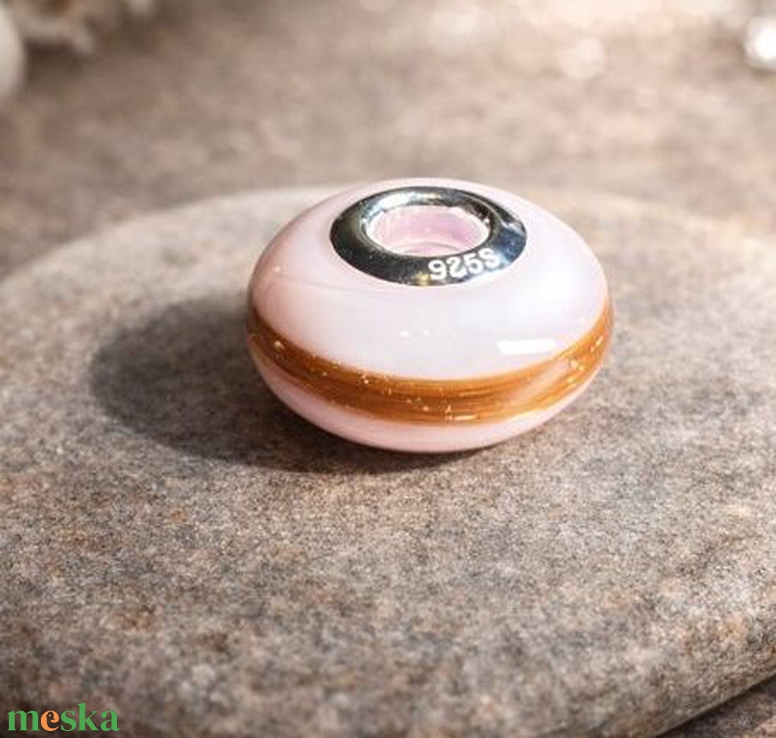 Púderrózsaszín emlékőr pandora gyöngy hajjal - ékszer - nyaklánc - medálos nyaklánc - Meska.hu