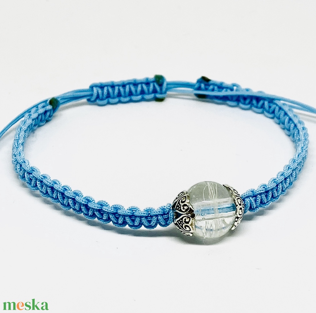 Hajas gyöngy karkötő kék csúszózsinórral - ékszer - karkötő - gyöngyös karkötő - Meska.hu