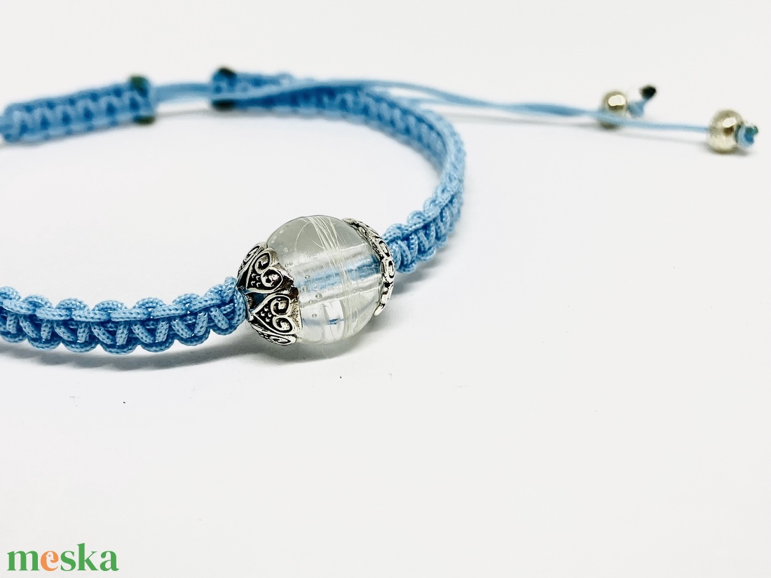Hajas gyöngy karkötő kék csúszózsinórral - ékszer - karkötő - gyöngyös karkötő - Meska.hu
