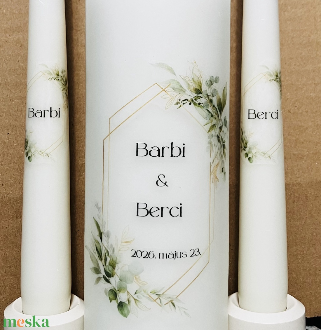 Esküvői gyertya szett 3 darabos - felirattal is - esküvő - dekoráció - gyertya & gyertyatartó - Meska.hu