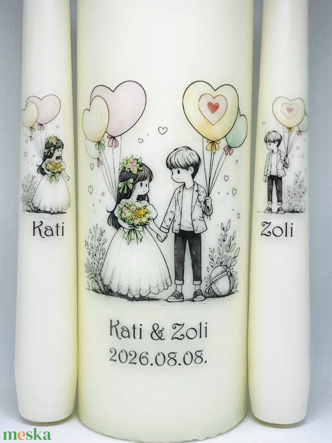 Esküvői gyertya szett 3 darabos - felirattal is - esküvő - dekoráció - gyertya & gyertyatartó - Meska.hu