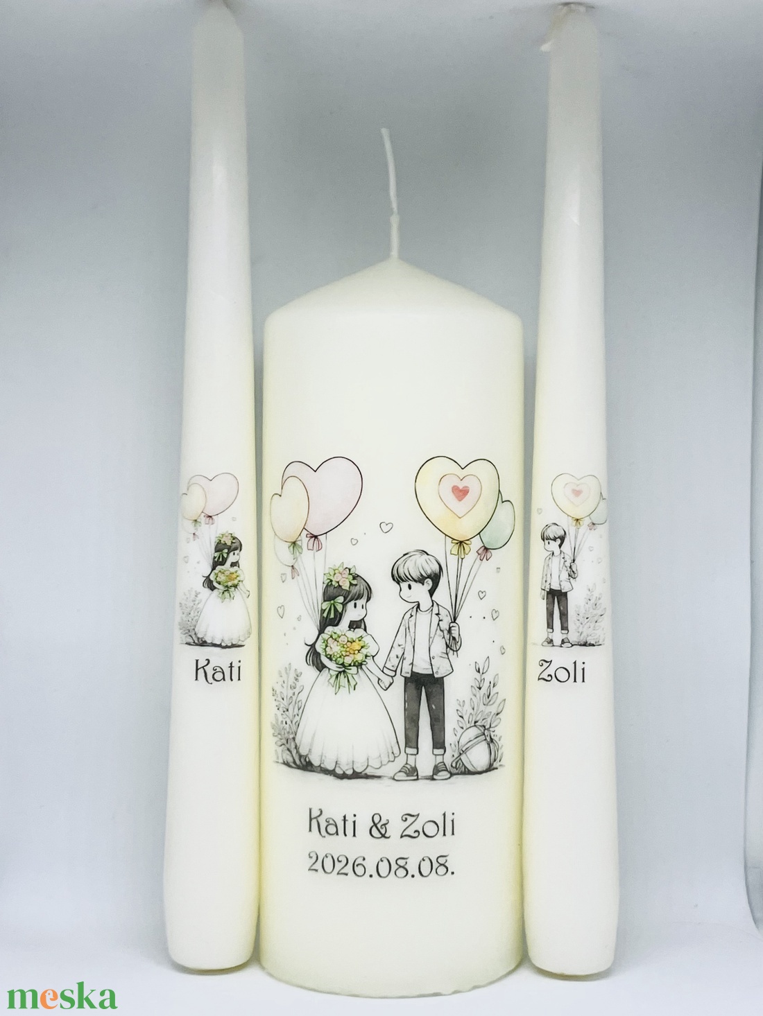 Esküvői gyertya szett 3 darabos - felirattal is - esküvő - dekoráció - gyertya & gyertyatartó - Meska.hu