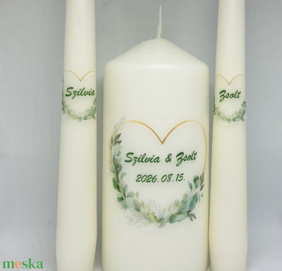 Esküvői gyertya szett 3 darabos - felirattal is - esküvő - dekoráció - gyertya & gyertyatartó - Meska.hu