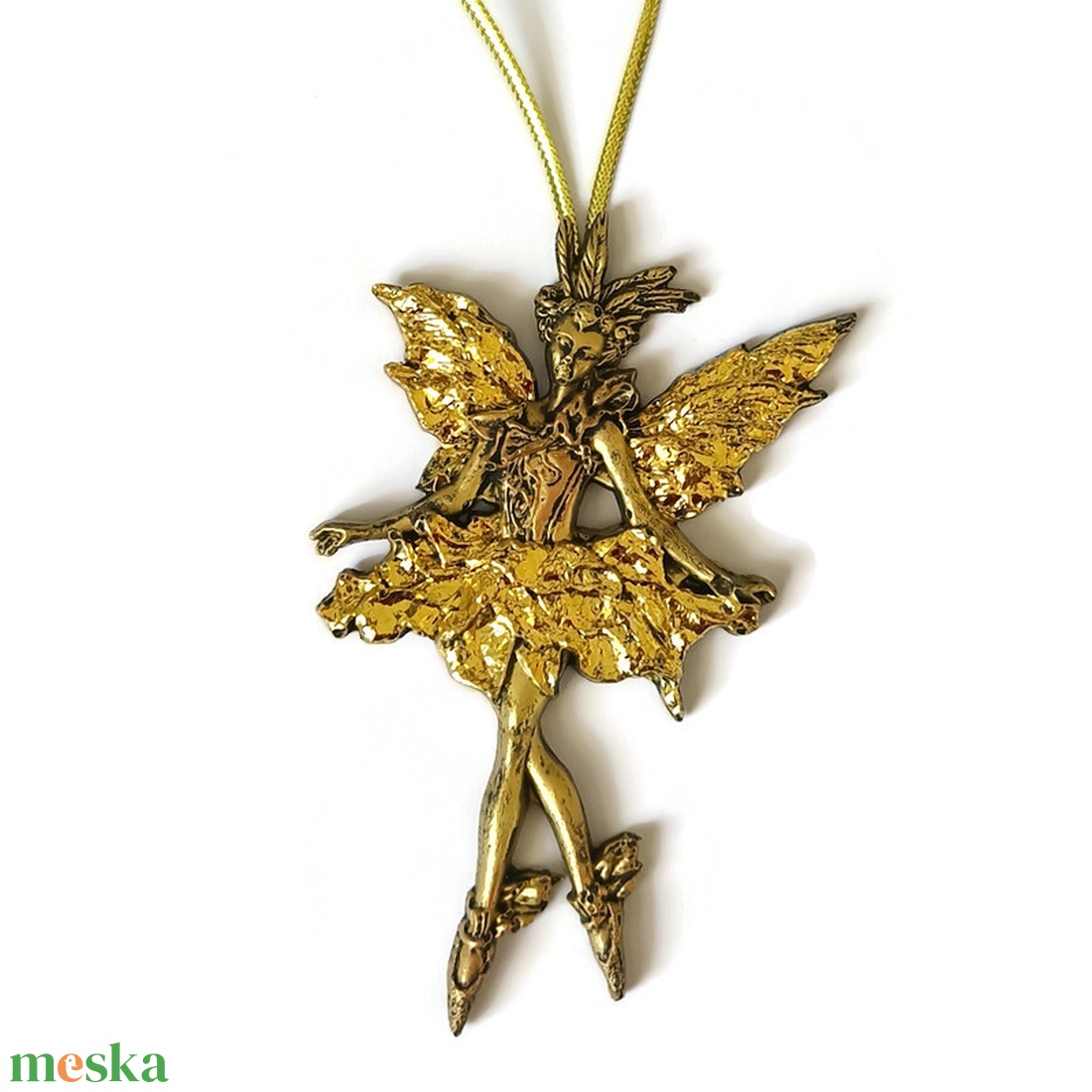 Táncoló angyal , barokk arany füstfóliával díszítve, karácsonyfadísz, öntött kerámia - karácsony - karácsonyi lakásdekoráció - karácsonyfadíszek - Meska.hu