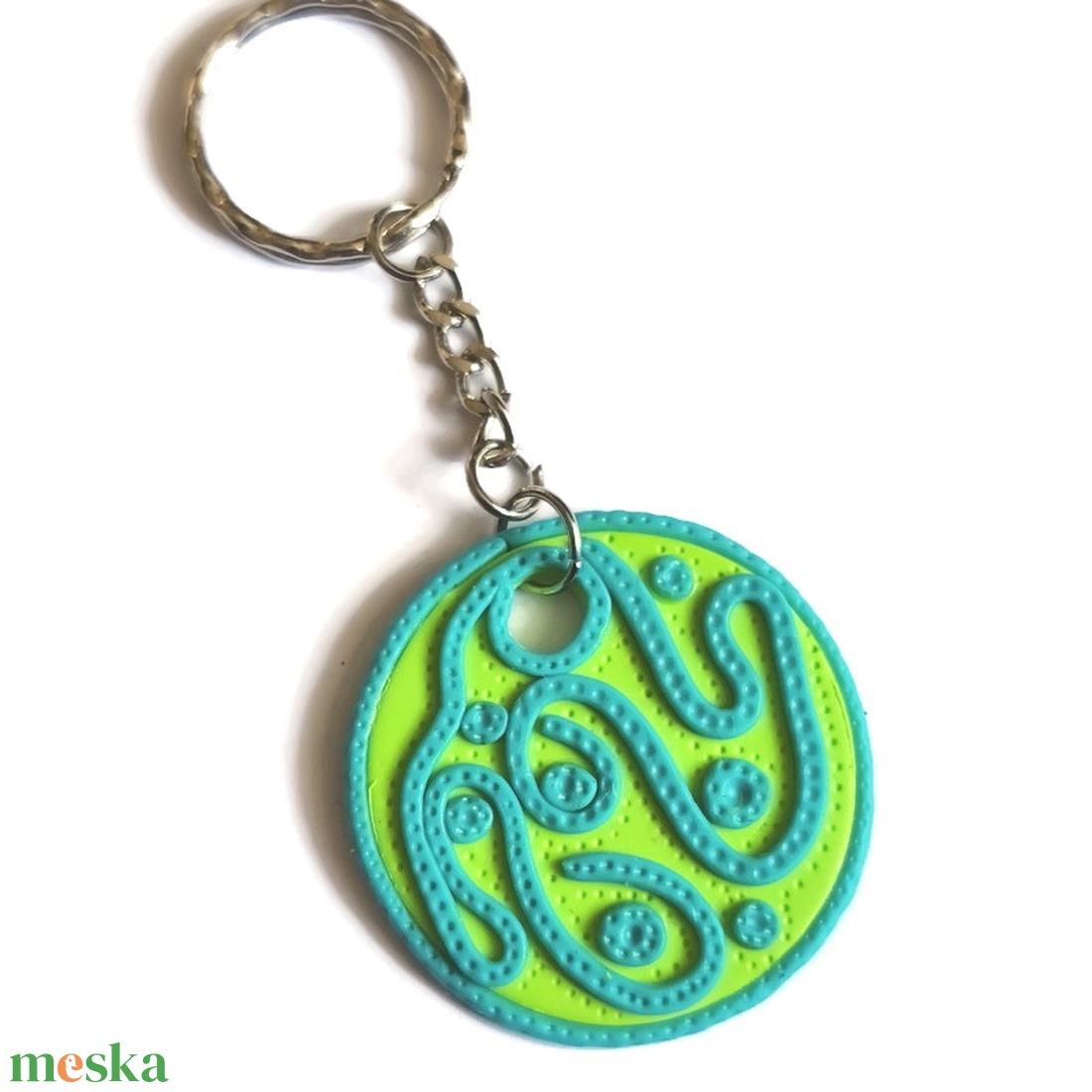 Kulcstartó, türkiz és zöld ékszergyurmából - táska & tok - kulcstartó & táskadísz - kulcstartó - Meska.hu