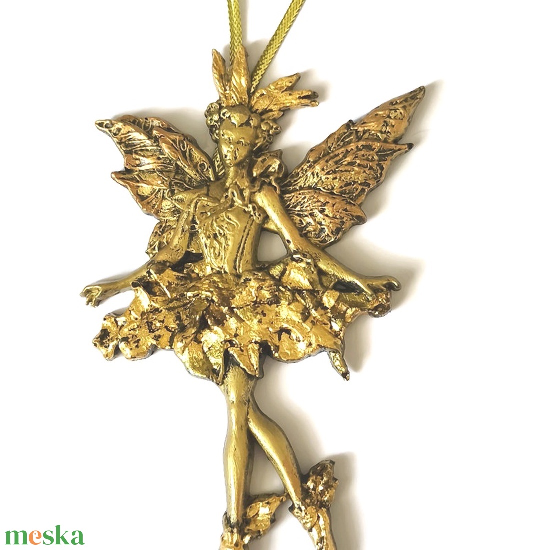 Táncoló angyal ,óarany füstfóliával díszítve, karácsonyfadísz, öntött kerámia - karácsony - karácsonyi lakásdekoráció - karácsonyfadíszek - Meska.hu