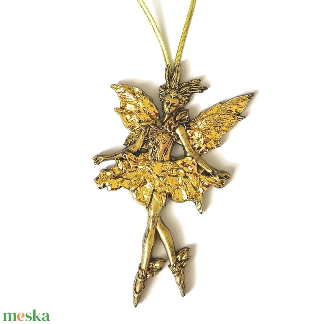 Táncoló angyal , barokk arany füstfóliával díszítve, karácsonyfadísz, öntött kerámia - karácsony - karácsonyi lakásdekoráció - karácsonyfadíszek - Meska.hu