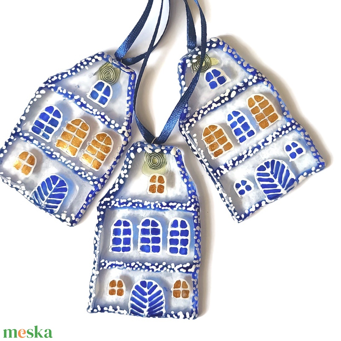 Havas házak  üveg karácsonyfadísz - karácsony - karácsonyi lakásdekoráció - karácsonyfadíszek - Meska.hu