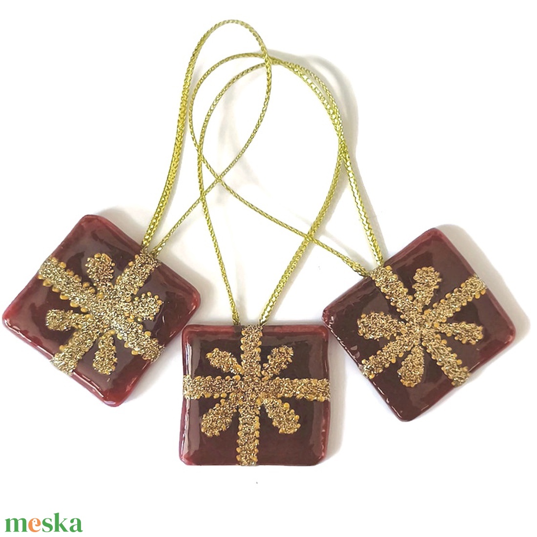 Piros ajándékcsomagok, üveg ajándékkísérő - karácsony - karácsonyi lakásdekoráció - karácsonyfadíszek - Meska.hu