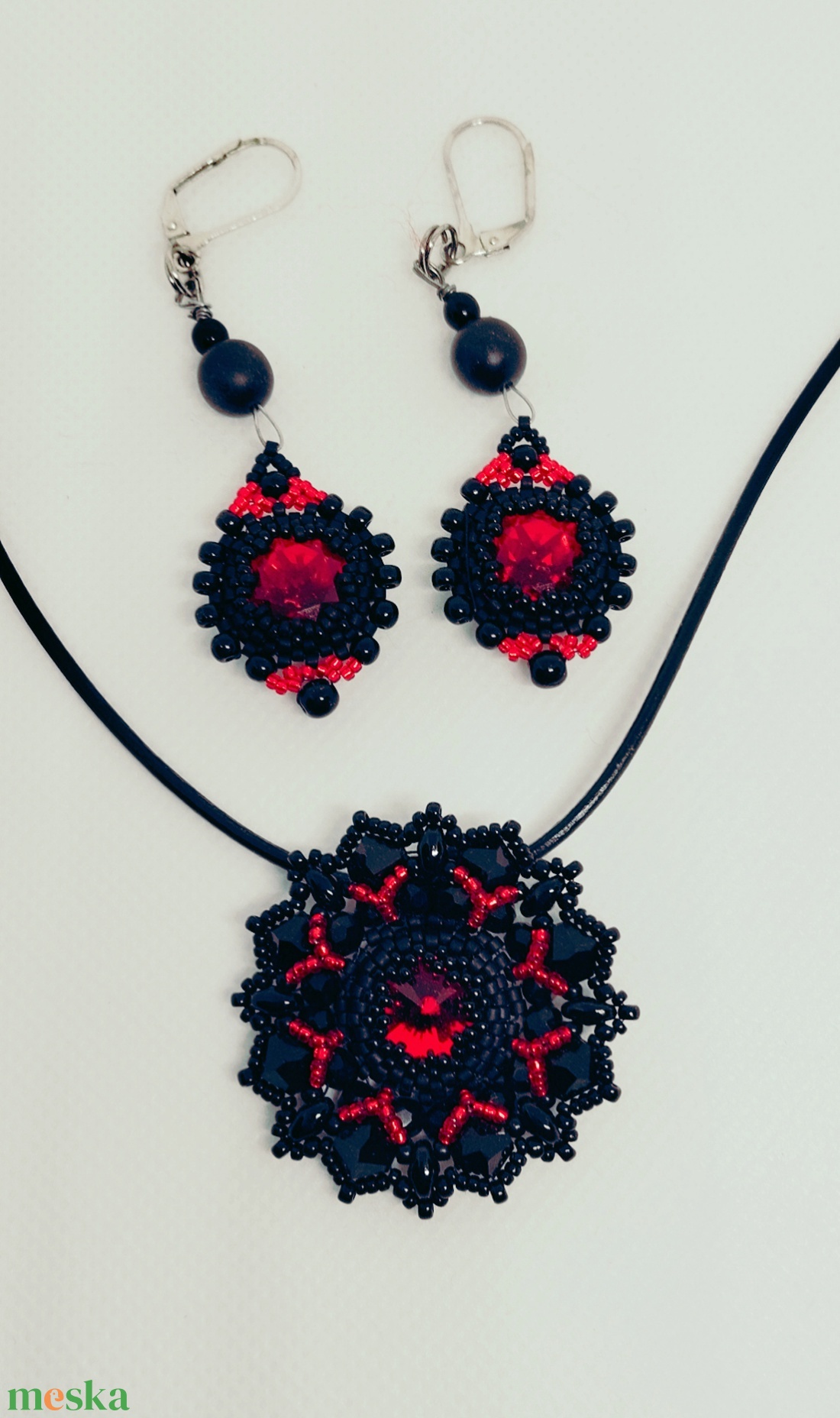 Mélypiros-fekete csillag szett - ékszer - ékszerszett - Meska.hu