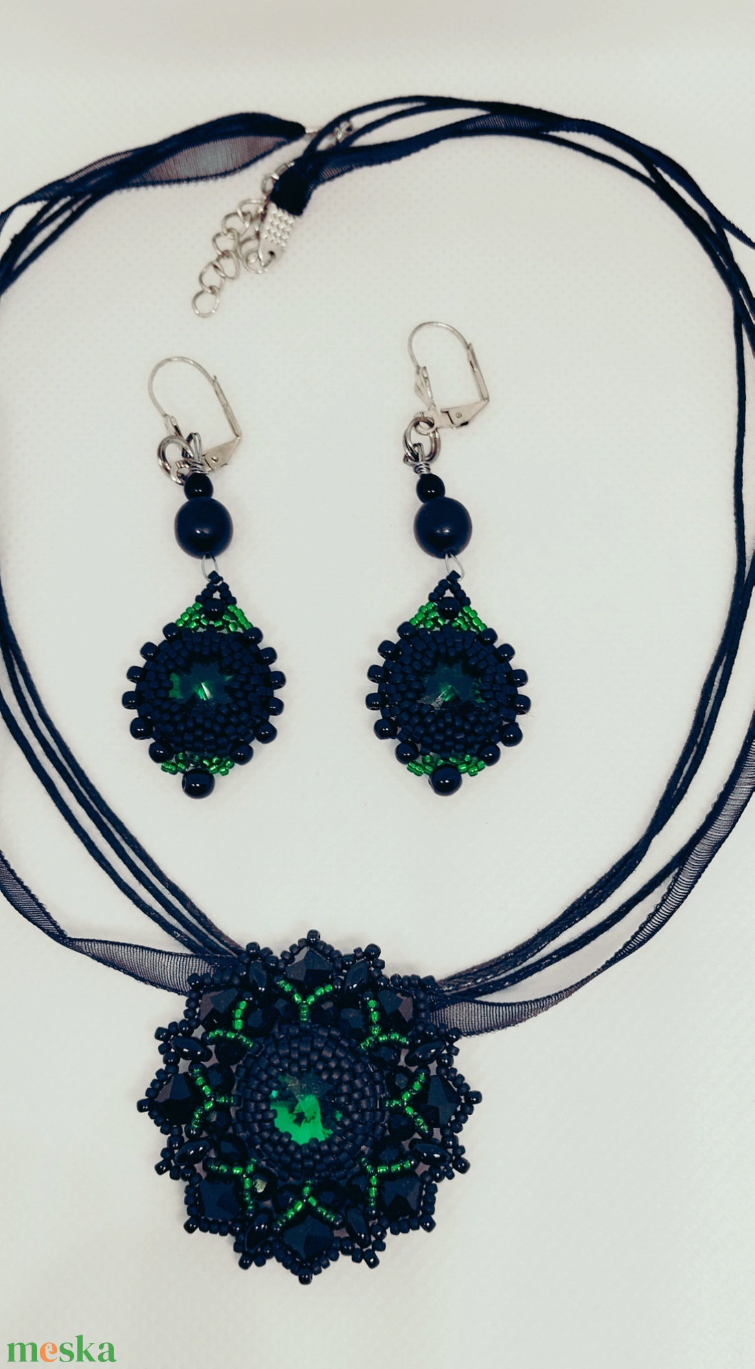 Smaragdzöld-fekete csaillagszett - ékszer - ékszerszett - Meska.hu