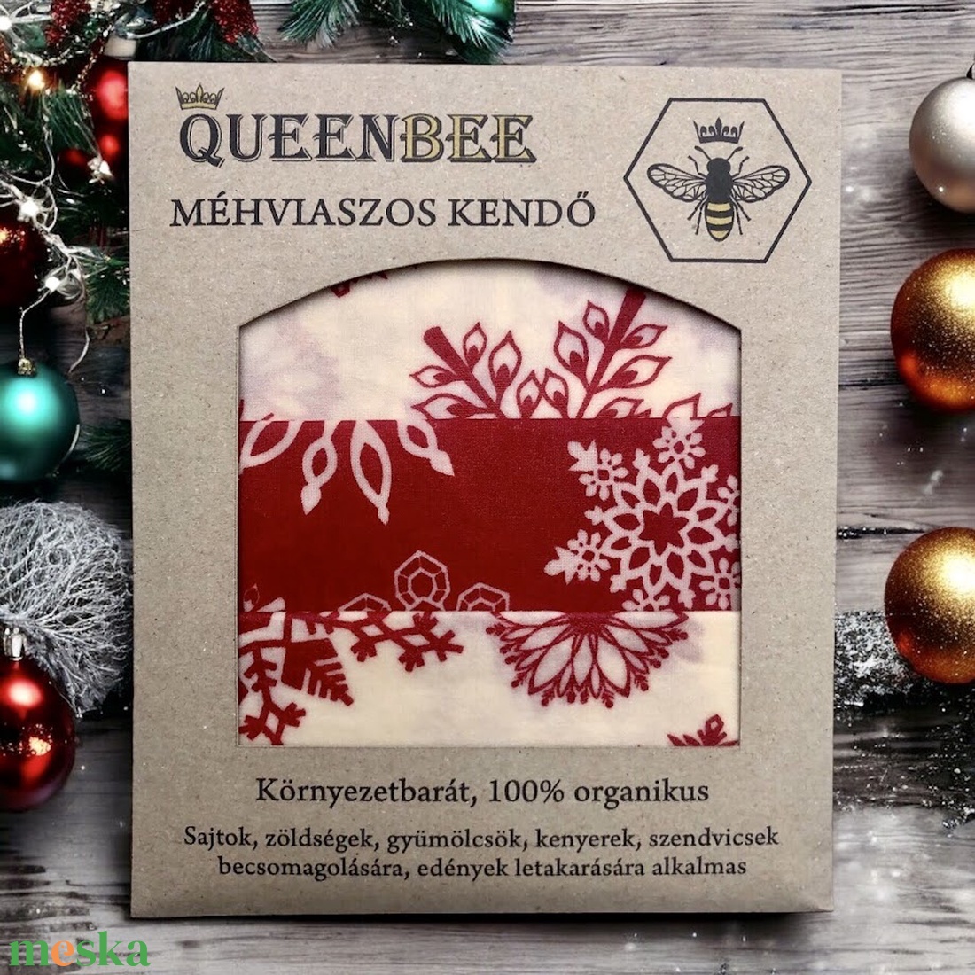 Méhviaszos kendő csomag (Fehér-Piros hópelyhes) - otthon & életmód - konyhafelszerelés, tálalás - konyhai textil - szalvéta - Meska.hu