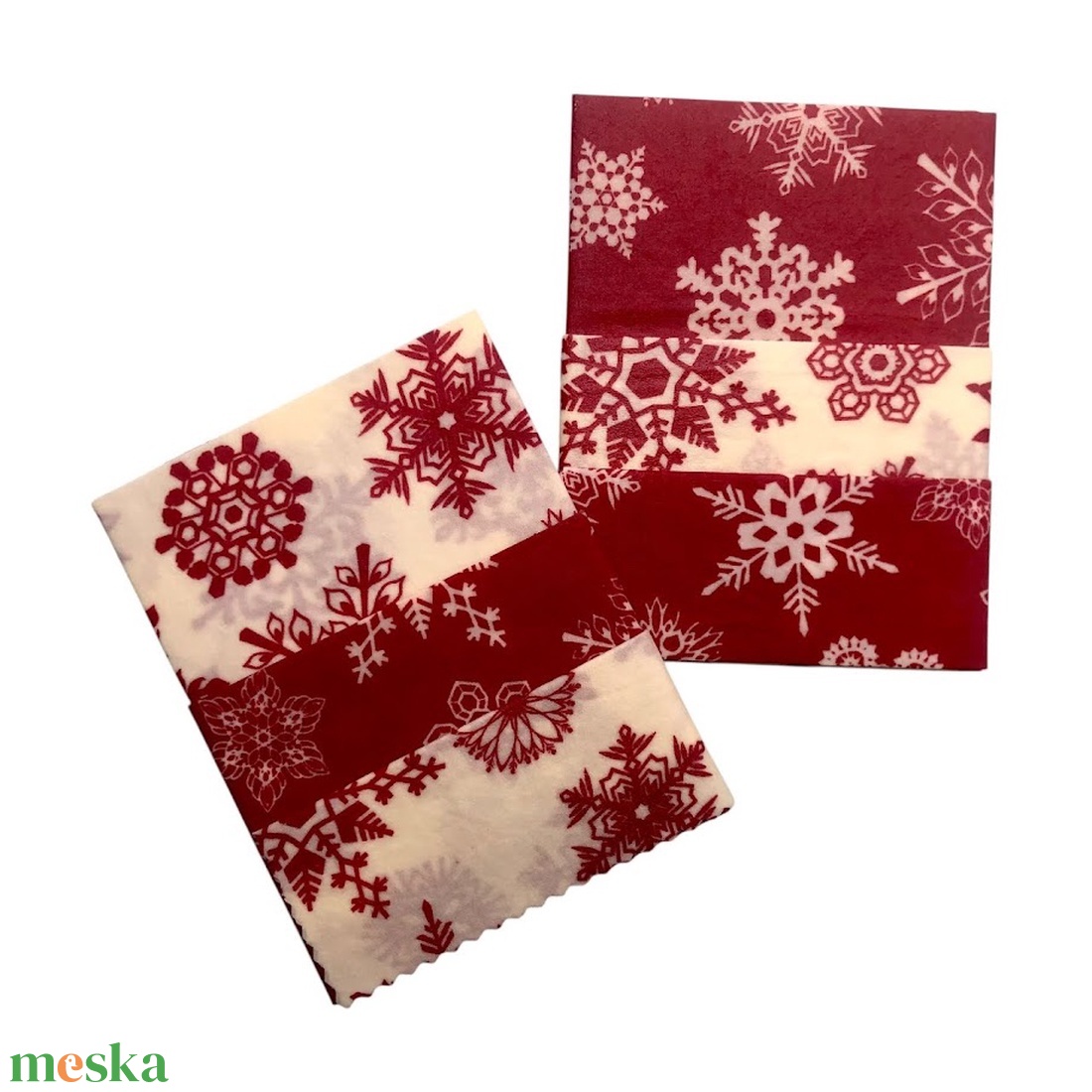 Méhviaszos kendő csomag (Piros-Fehér hópelyhes) - otthon & életmód - konyhafelszerelés, tálalás - konyhai textil - szalvéta - Meska.hu