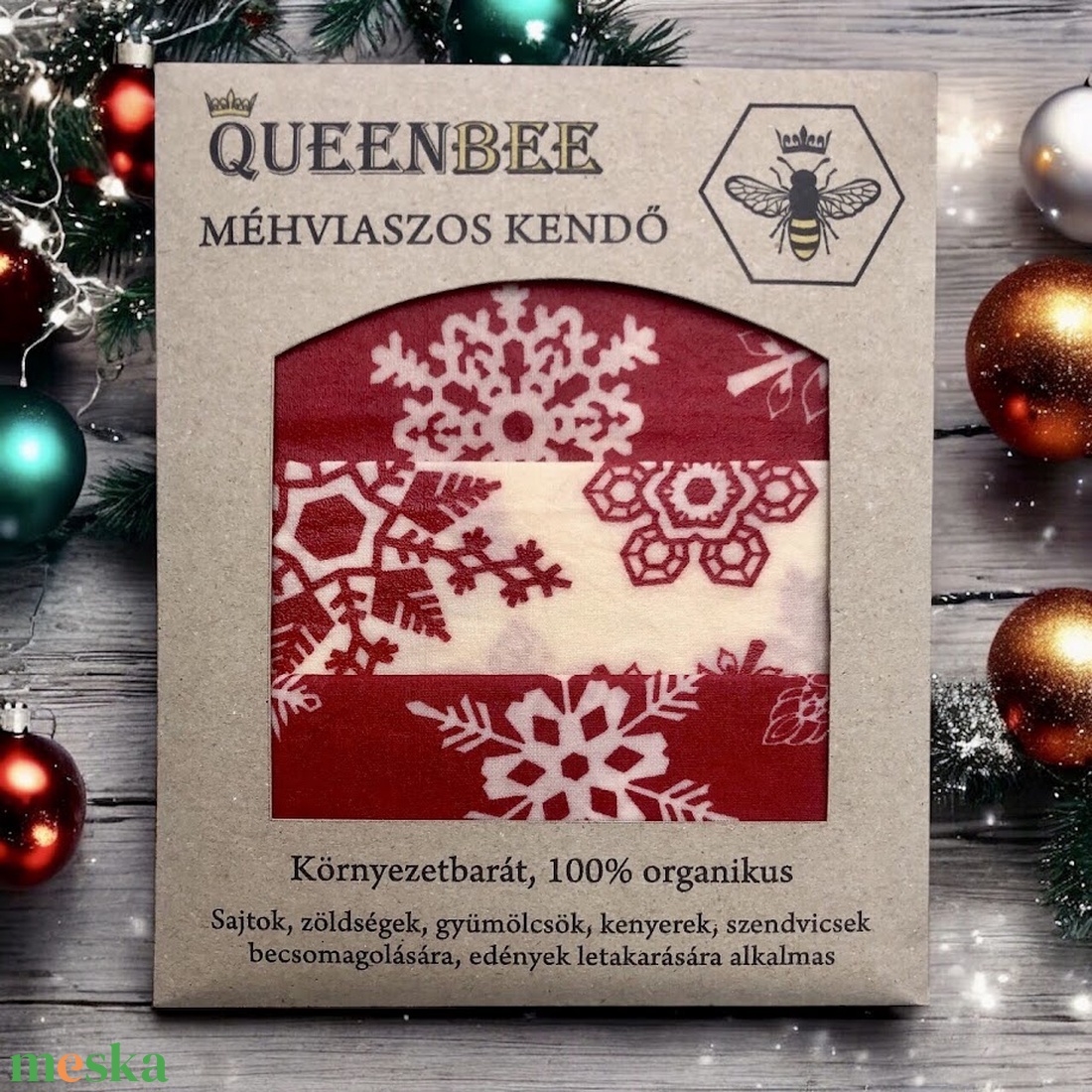 Méhviaszos kendő csomag (Piros-Fehér hópelyhes) - otthon & életmód - konyhafelszerelés, tálalás - konyhai textil - szalvéta - Meska.hu