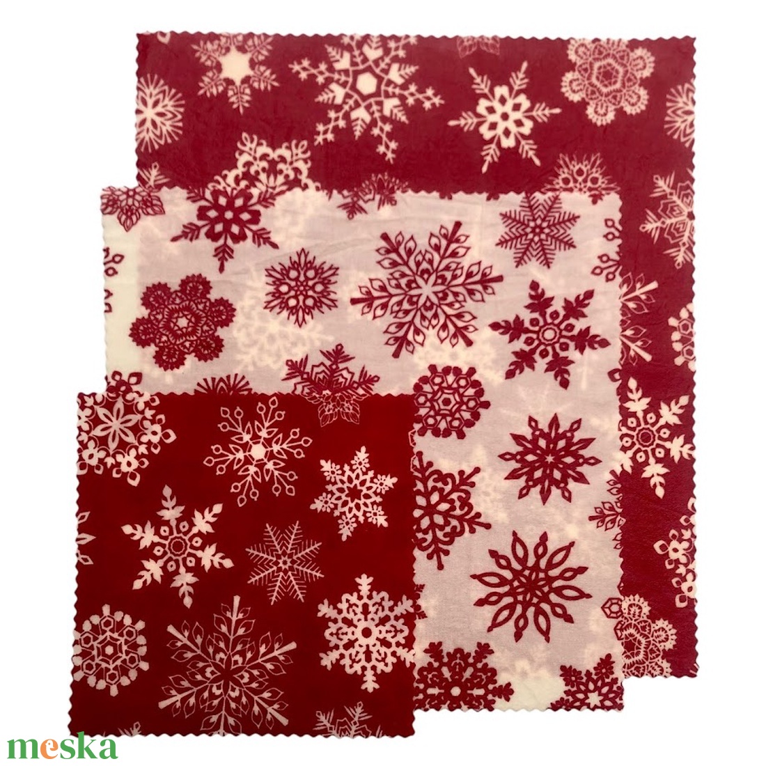 Méhviaszos kendő csomag (Piros-Fehér hópelyhes) - otthon & életmód - konyhafelszerelés, tálalás - konyhai textil - szalvéta - Meska.hu
